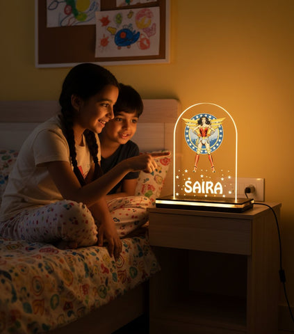 Personalized Wonder Woman LED Lamp | Custom Kids Night Light