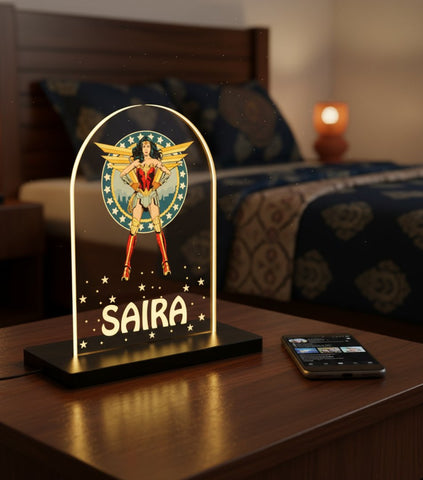 Personalized Wonder Woman LED Lamp | Custom Kids Night Light