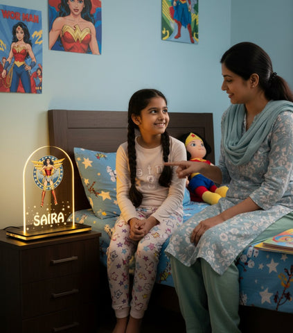 Personalized Wonder Woman LED Lamp | Custom Kids Night Light