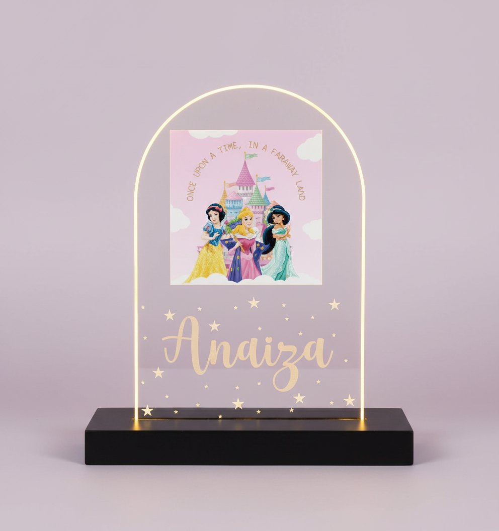 Personalized LED Princess Table Lamp | Kids Custom Night Light