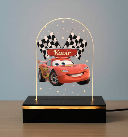 Personalized Cars Theme LED Table Lamp - Kids Night Light & Decor