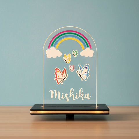 Personalized Rainbow Butterfly LED Night Light for Kids Room