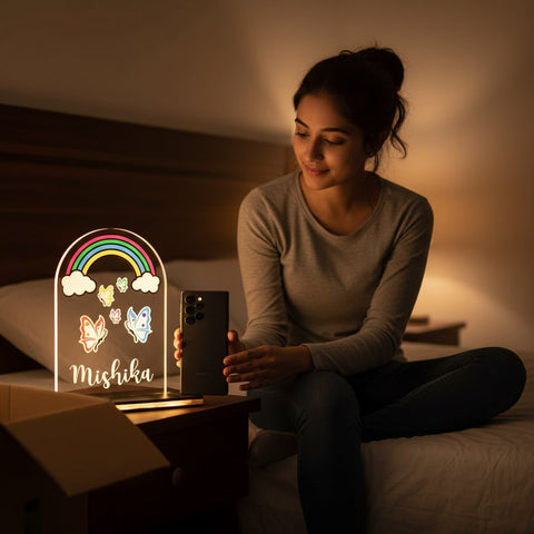 Personalized Rainbow Butterfly LED Night Light for Kids Room