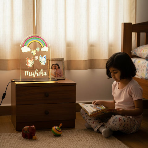 Personalized Rainbow Butterfly LED Night Light for Kids Room