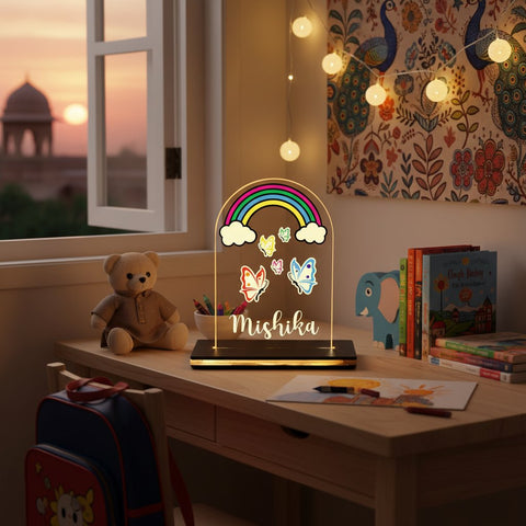Personalized Rainbow Butterfly LED Night Light for Kids Room