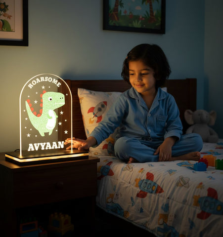 Personalized Dinosaur LED Lamp - Custom Kids Night Light