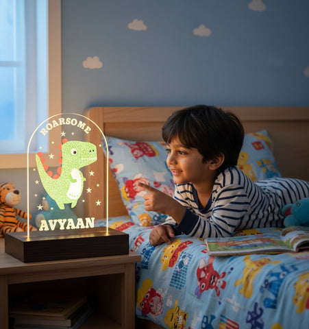 Personalized Dinosaur LED Lamp - Custom Kids Night Light