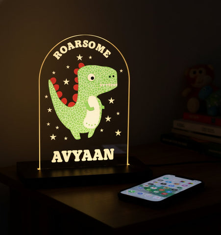Personalized Dinosaur LED Lamp - Custom Kids Night Light