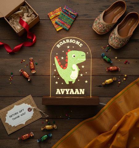 Personalized Dinosaur LED Lamp - Custom Kids Night Light