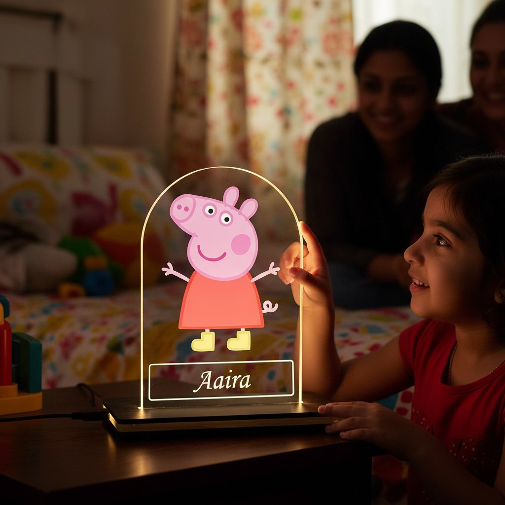 Personalized Peppa Pig LED Table Lamp | Custom Kids Night Light