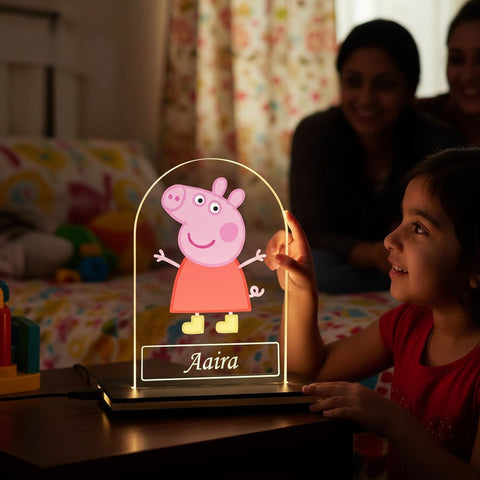 Personalized Peppa Pig LED Table Lamp | Custom Kids Night Light