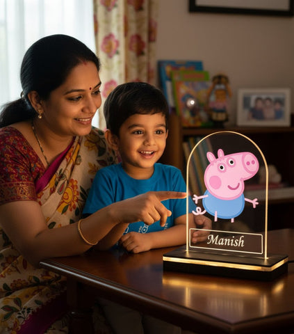 Personalized Peppa Pig LED Lamp - Kids Night Light & Custom Gift