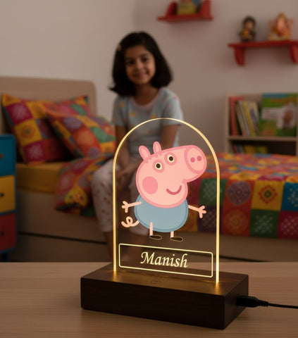 Personalized Peppa Pig LED Lamp - Kids Night Light & Custom Gift