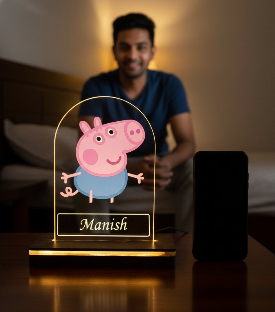 Personalized Peppa Pig LED Lamp - Kids Night Light & Custom Gift