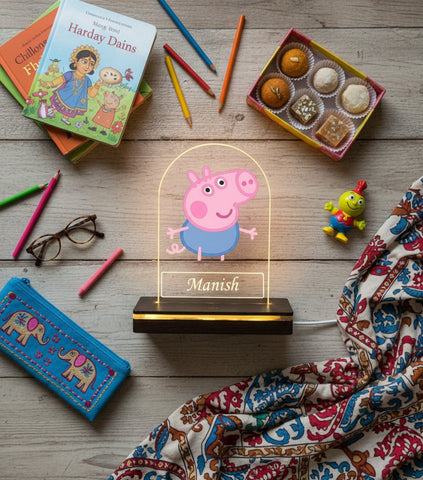 Personalized Peppa Pig LED Lamp - Kids Night Light & Custom Gift