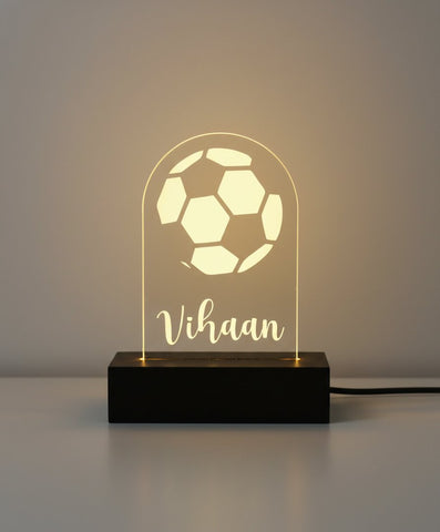 Personalized Kids LED Soccer Night Light | Custom Name Table Lamp