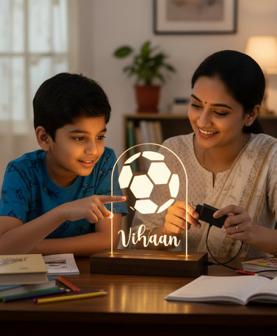 Personalized Kids LED Soccer Night Light | Custom Name Table Lamp