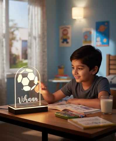 Personalized Kids LED Soccer Night Light | Custom Name Table Lamp