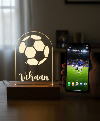 Personalized Kids LED Soccer Night Light | Custom Name Table Lamp