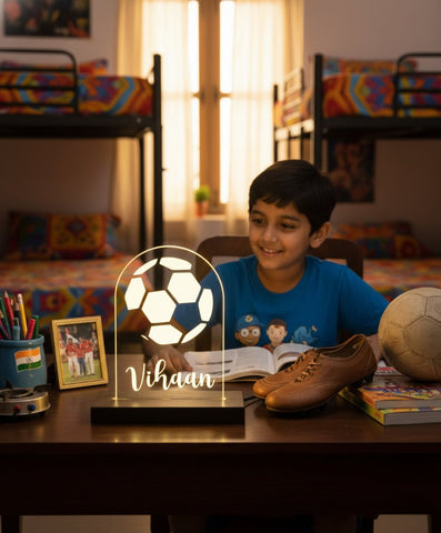 Personalized Kids LED Soccer Night Light | Custom Name Table Lamp