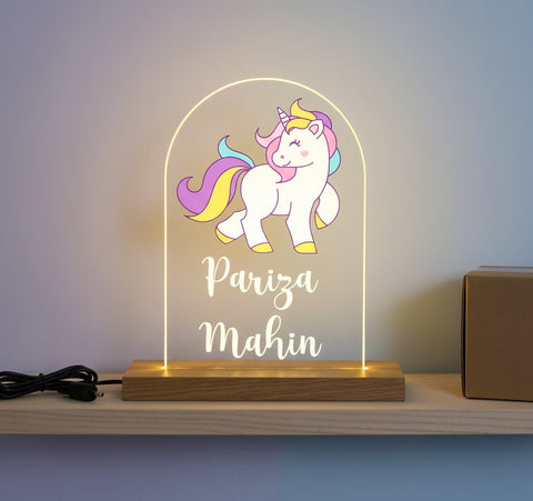 Personalized Unicorn LED Table Lamp | Custom Kids Night Light