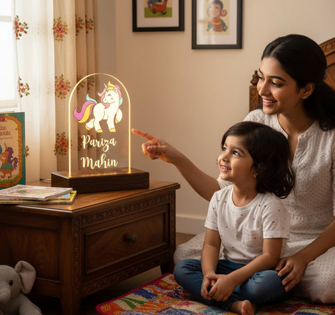 Personalized Unicorn LED Table Lamp | Custom Kids Night Light