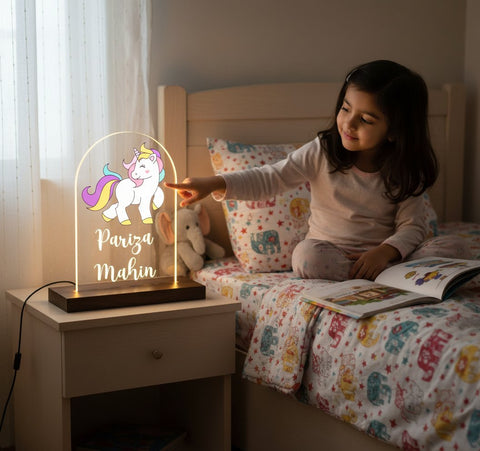 Personalized Unicorn LED Table Lamp | Custom Kids Night Light