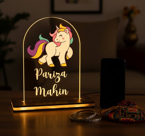 Personalized Unicorn LED Table Lamp | Custom Kids Night Light