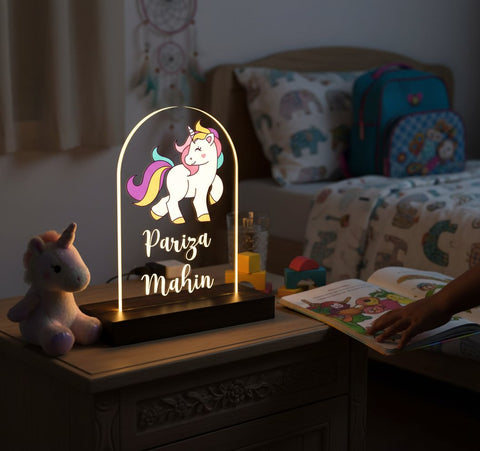 Personalized Unicorn LED Table Lamp | Custom Kids Night Light