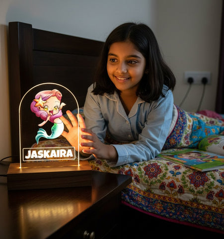 Personalized Mermaid LED Table Lamp for Kids | Custom Name Night Light