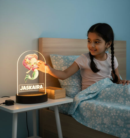 Personalized Mermaid LED Table Lamp for Kids | Custom Name Night Light