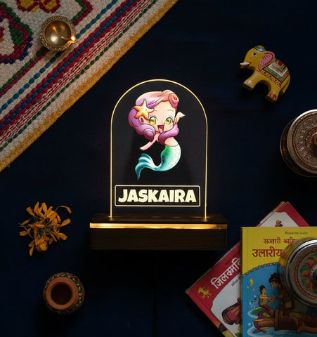 Personalized Mermaid LED Table Lamp for Kids | Custom Name Night Light