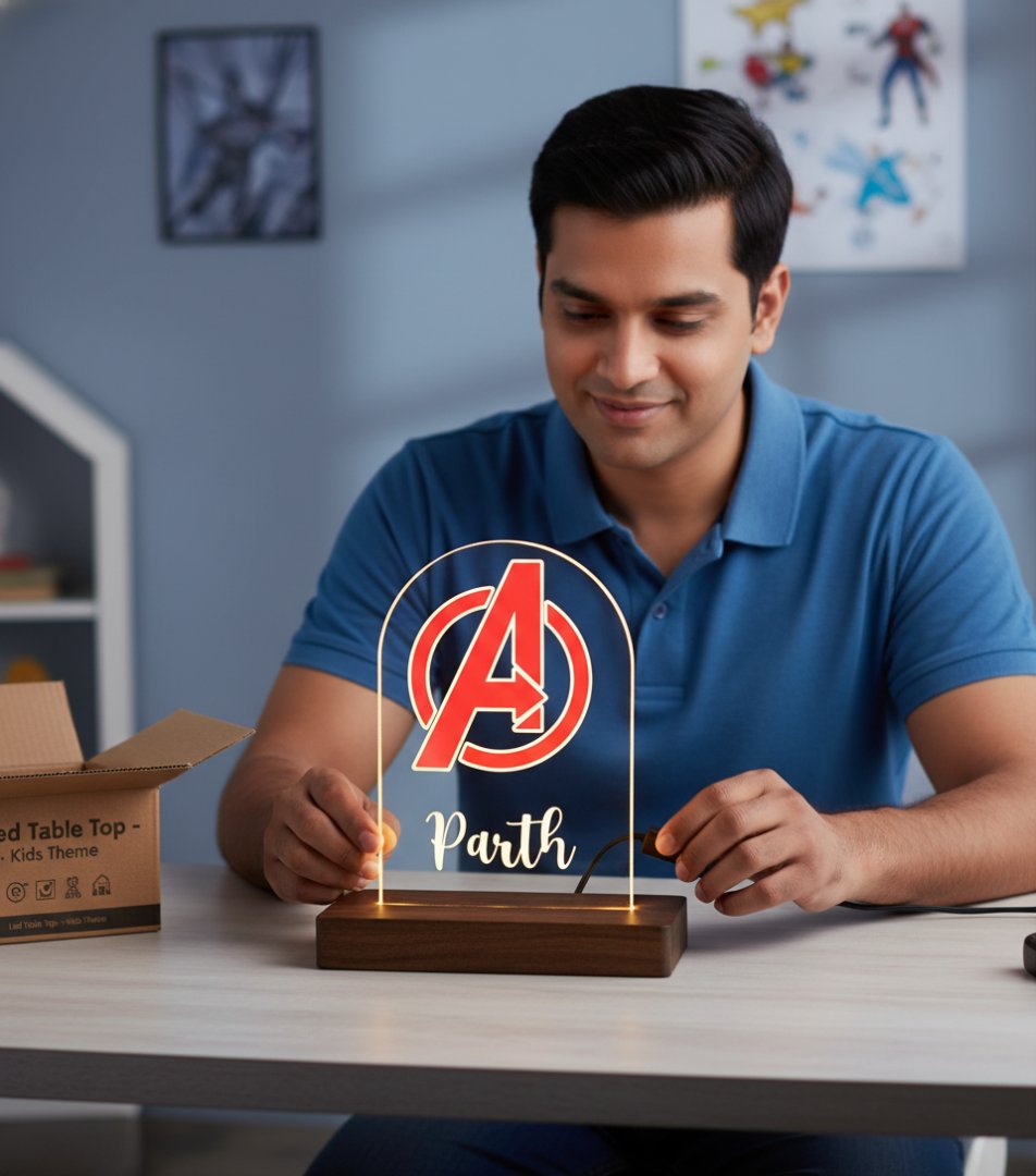 Personalized Avengers LED Table Lamp | Kids Custom Night Light