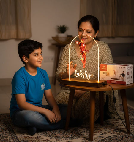 Personalized Iron Man LED Table Lamp - Custom Kids Night Light