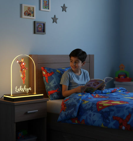 Personalized Iron Man LED Table Lamp - Custom Kids Night Light