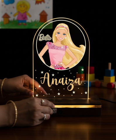Personalized Barbie LED Table Lamp - Custom Kids Night Light Gift