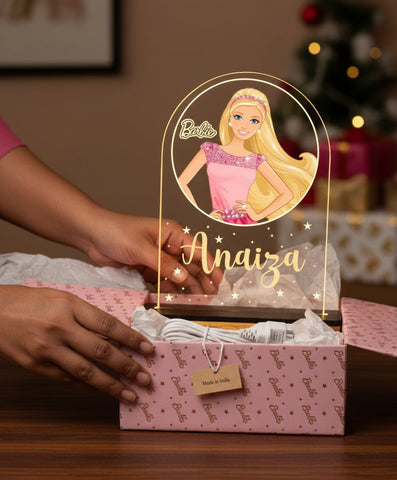 Personalized Barbie LED Table Lamp - Custom Kids Night Light Gift