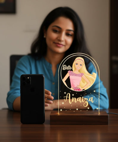 Personalized Barbie LED Table Lamp - Custom Kids Night Light Gift