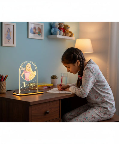 Personalized Barbie LED Table Lamp - Custom Kids Night Light Gift