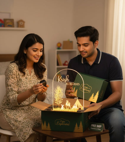 Personalized Kids LED Night Light | Custom Woodland Table Lamp