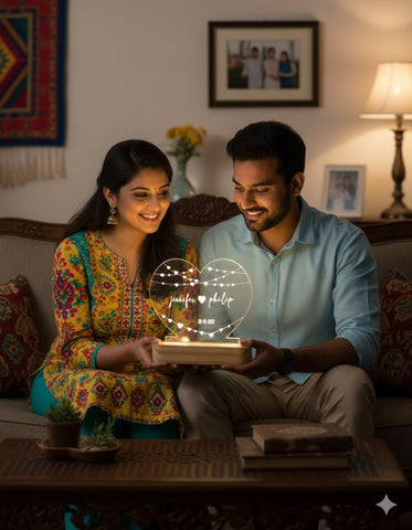 Personalized LED Heart Lamp | Custom Names & Date | Romantic Gift