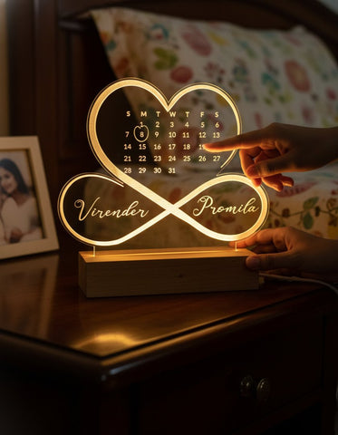 Personalized LED Love Table Top Lamp with Names & Date