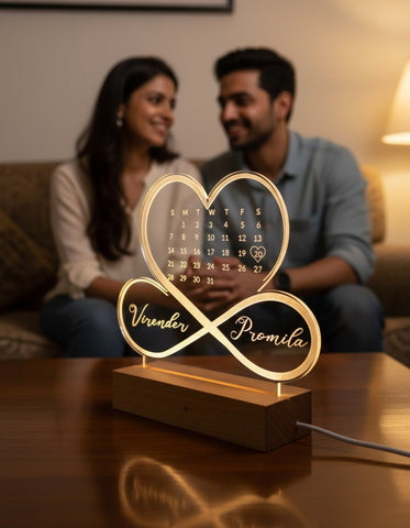Personalized LED Love Table Top Lamp with Names & Date