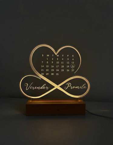 Personalized LED Love Table Top Lamp with Names & Date