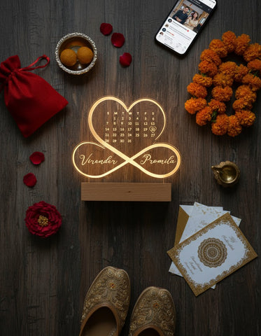 Personalized LED Love Table Top Lamp with Names & Date