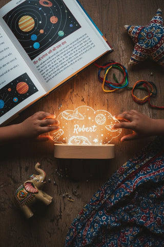 Personalized LED Night Light | Custom Name Space Theme Table Lamp