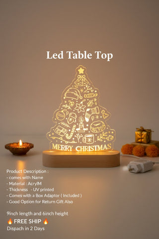 Personalized LED Christmas Tree Tabletop Decor | Custom Acrylic Light