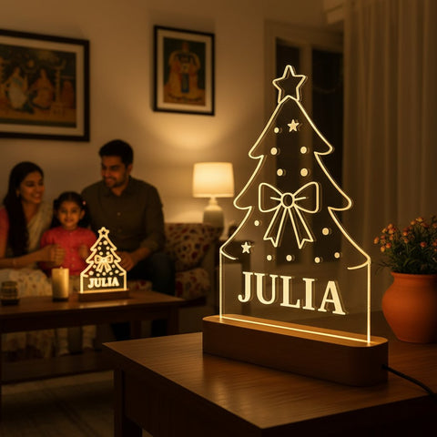 Personalized LED Christmas Tree Table Lamp with Custom Name