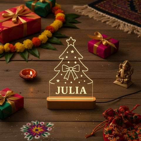 Personalized LED Christmas Tree Table Lamp with Custom Name