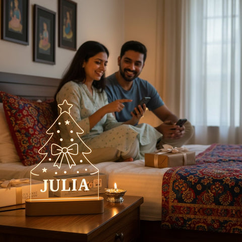 Personalized LED Christmas Tree Table Lamp with Custom Name